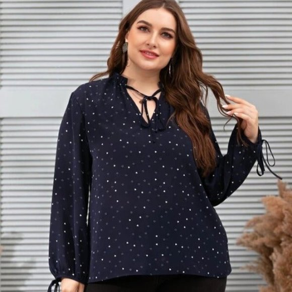 Tops - XL Navy Blue Plus SIze Long Sleeve Top